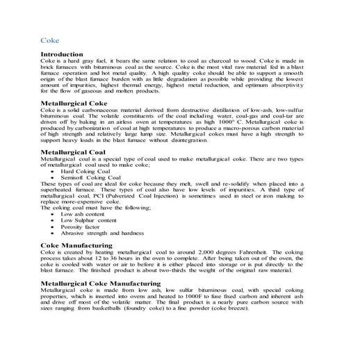 coke and metallurgical coal
