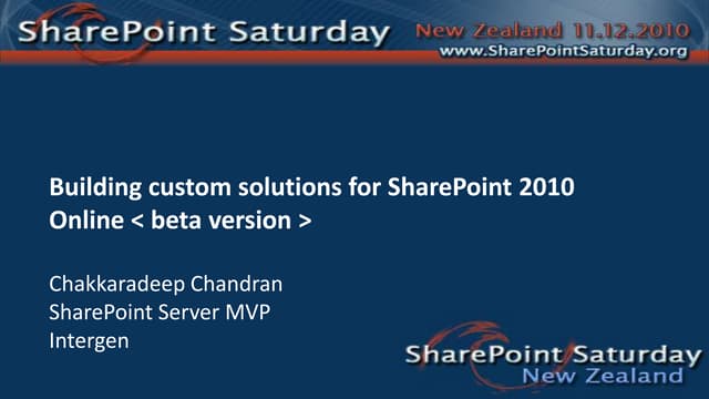 Building custom solutions for SharePoint 2010 Online 