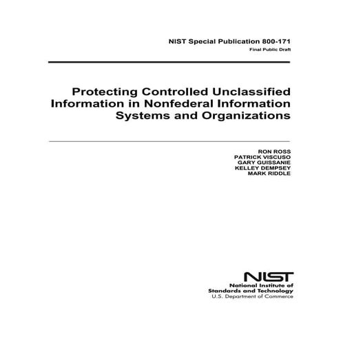 NIST SP 800-171  - Protecting Controlled Unclassified Information  