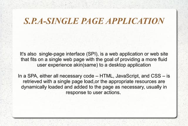 single page application