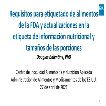 SPA - Presentation Food Labeling and NFL Update for Columbia IICA ...