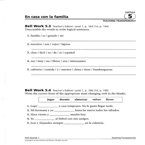 Spa 1 bell work 3 1 & 3-2 | PDF