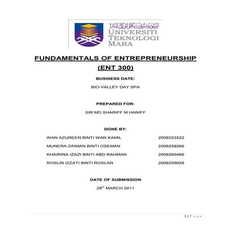 Spa business plan example   rose