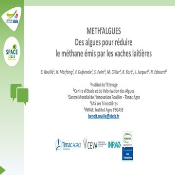 SPACE 2023 METH’ALGUES ; des algues pour réduire le méthane émis par les vach...