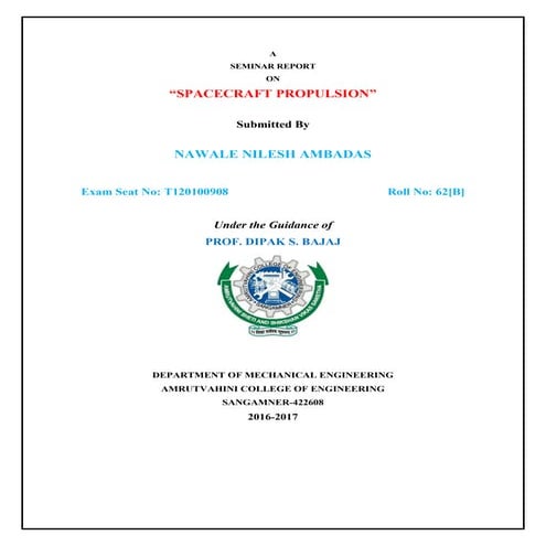 Spacecraft Propulsion Report