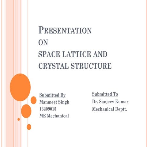 Space lattice and crystal structure,miller indices PEC UNIVERSITY CHD