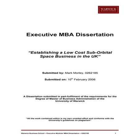Space Tourism MBA Dissertation