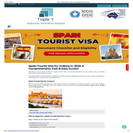 Spain Tourist Visa Requirements for Indian PDF