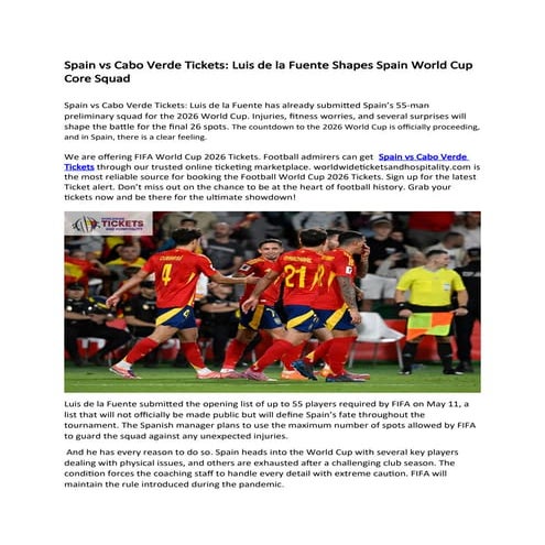 Spain vs Cabo Verde Tickets Luis de la Fuente Shapes Spain World Cup ...