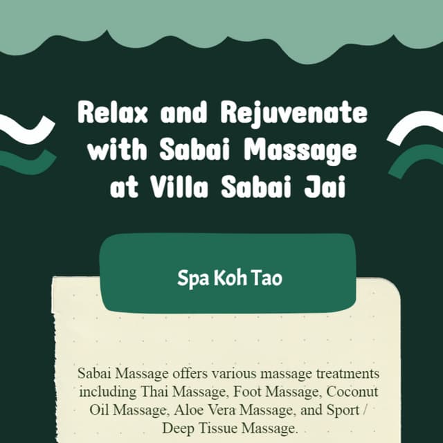 Spa Koh Tao massage services villa sabai jai PDF