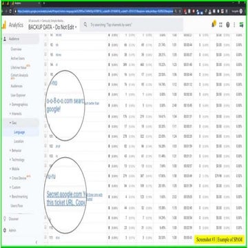 Google Analytics SPAM examples