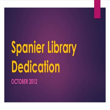 Massanutten Military Academy Spanier Library Dedication