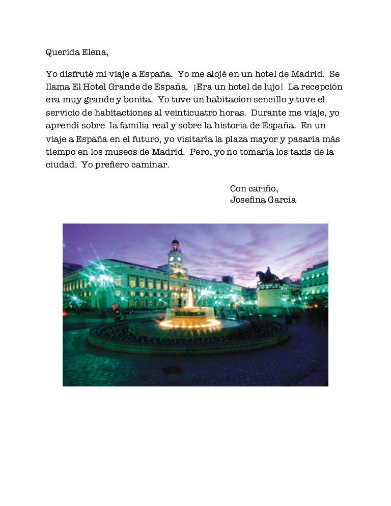 Spanish postcard message activity ii