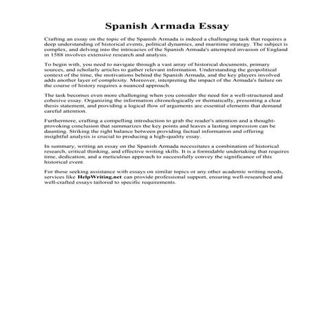 Spanish Armada Essay. The Battle of 1588: the Spanish Armada Essay Example  GraduateWay