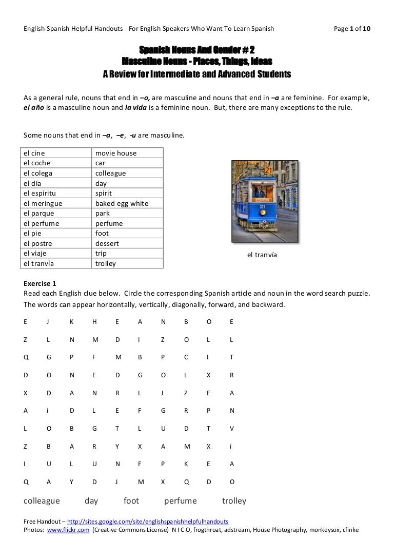 Spanish nouns and gender #2