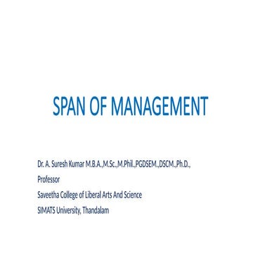 SPAN OF MANAGEMENT FOR BBA AND MBA STUDENTS