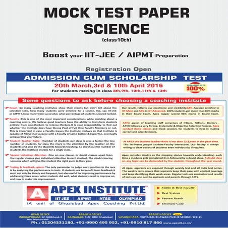 Class X SA-II SCIENCE SAMPLE PAPER 2016