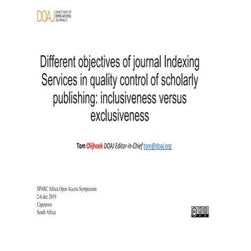 Different objectives of journal Indexing Services in quality control of schol...