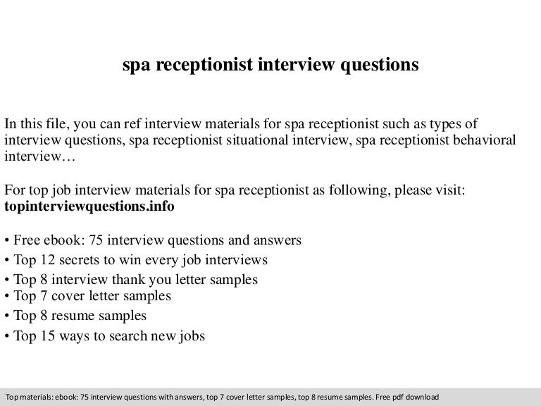 Spa Receptionist Interview Questions Inspiration Spa Receptionist Resume Spa Receptionist Interview Questions Inspiration Spa Receptionist Resume