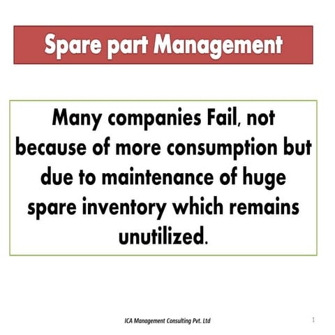KEY TO PROFITABILITY: SPARE PART MANAGEMENT