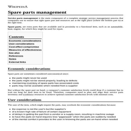 Spare parts management