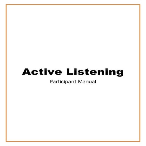 Active Listening Participant Manual