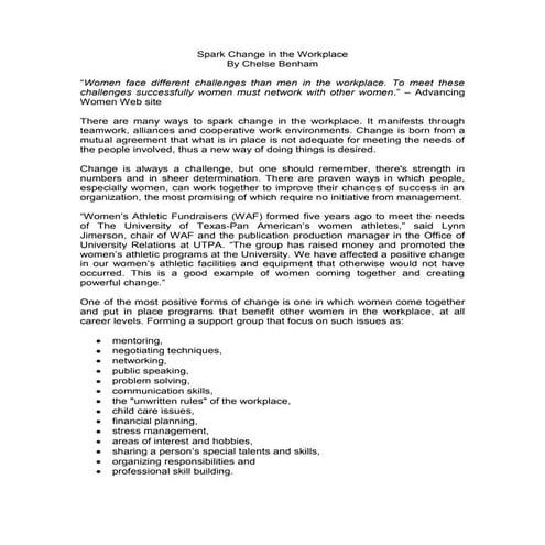 Spark change in the workplace