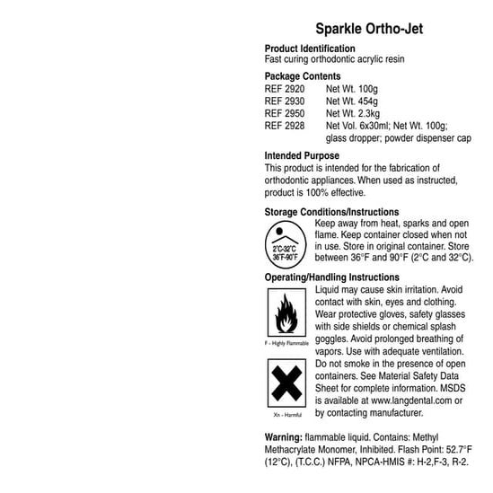 Sparkle Ortho Jet Lang Dental Manufacturing, Co. PPT