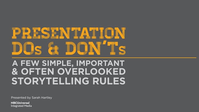 PRESENTATION DOs & DON'Ts