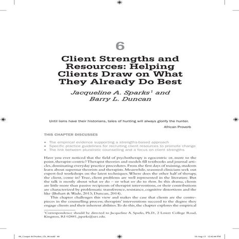 Sparks & Duncan Ch 6 Cooper & Dryden