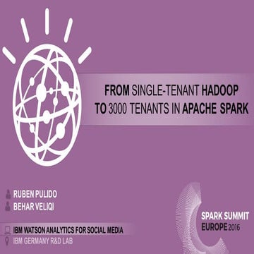 Spark Summit EU talk by Ruben Pulido and Behar Veliqi