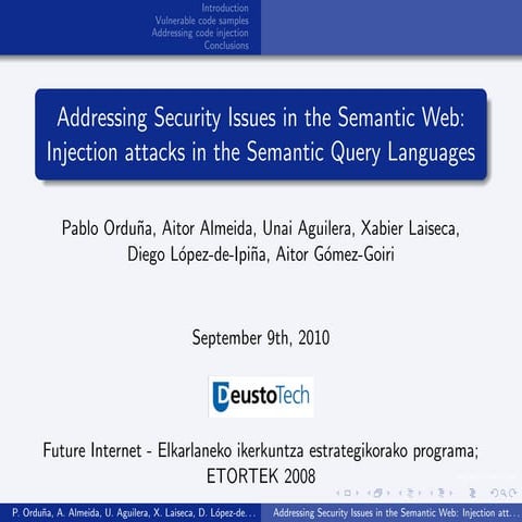 Identifying Security Issues in the Semantic Web: Injection attacks in the Sem...