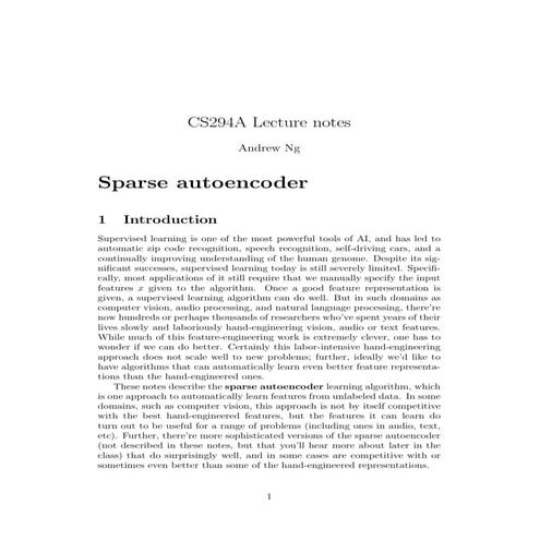 Sparse autoencoder | PDF