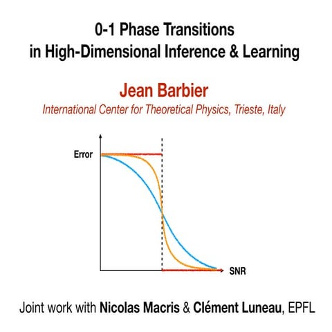 2019 Fall Series: Special Guest Lecture - 0-1 Phase Transitions in High Dimen...