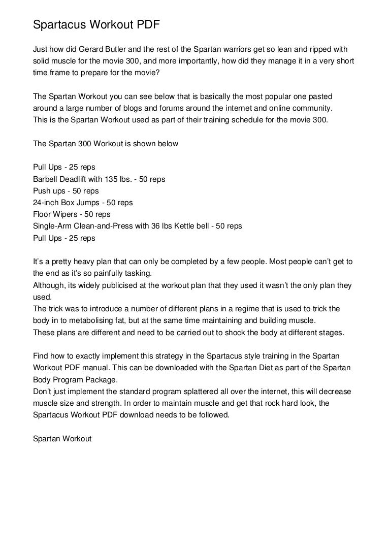 photo The Spartacus Workout Printable spartacus workout pdf