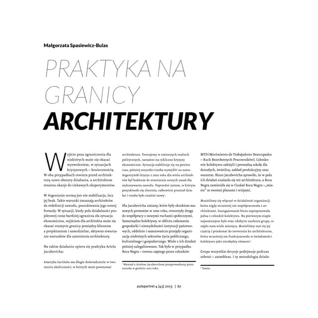 Małgorzata Spasiewicz - Bulas, Praktyka na granicach architektury