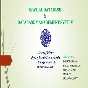 Spatial Database and Database Management System | PPTX