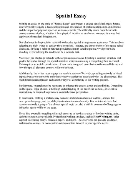 Spatial Essay. Essay Spatial Order. Essay Spatial Order  Sequential Patterns
