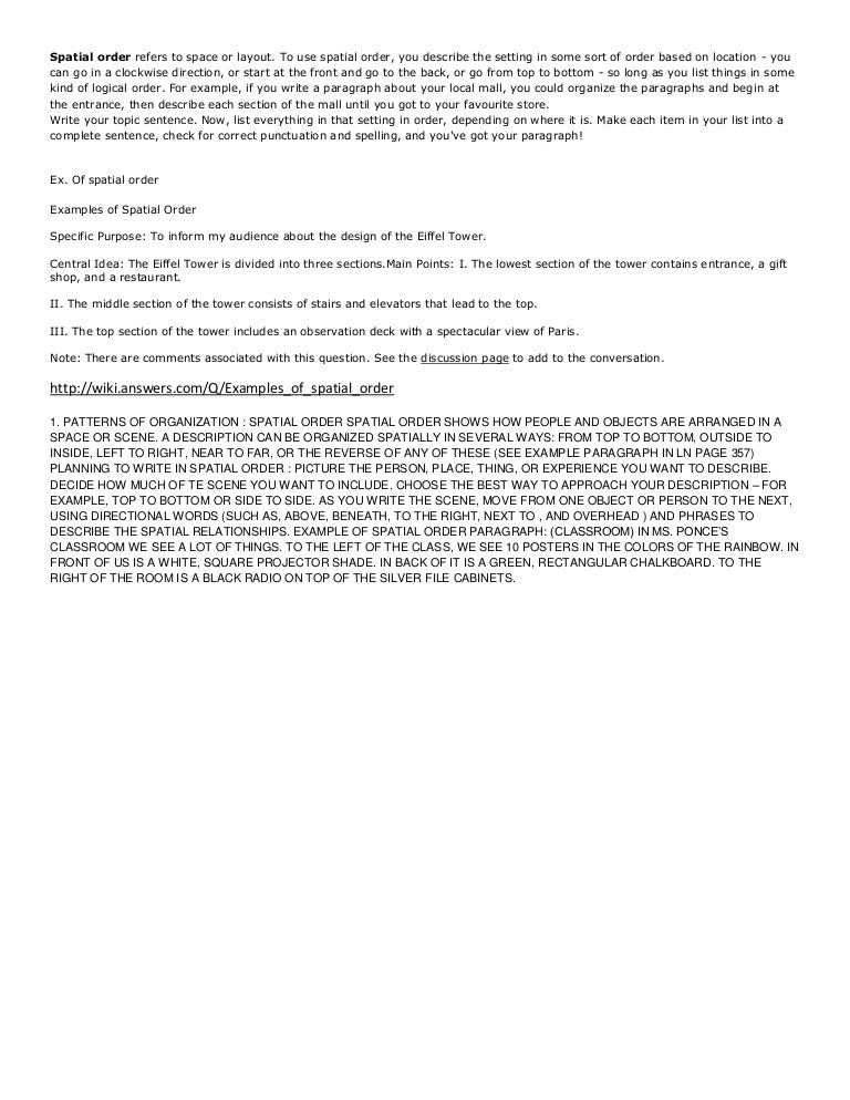 Spatial order essay definition
