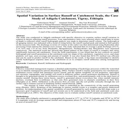 Spatial variation in surface runoff at catchment scale, the case study of adi...