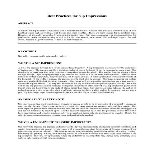 Best Practices for Nip Impressions | PDF