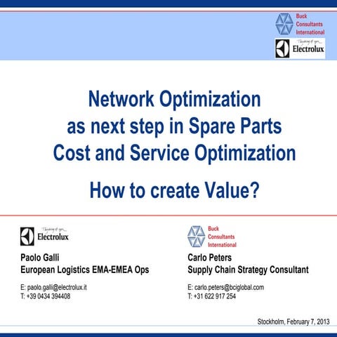 Paolo Gallibci, Electrolux presentation at Spare Parts 2013