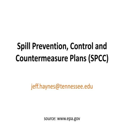 Spill Prevention, Control and Countermeasure Plans (SPCC) - Kingsport, Sep 27