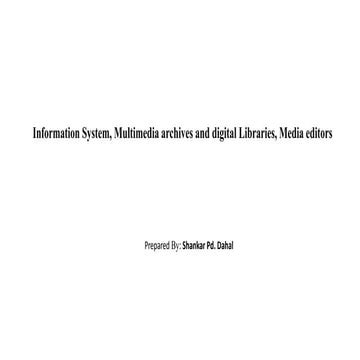 Information System, Multimedia archives and digital Libraries, Media editors   