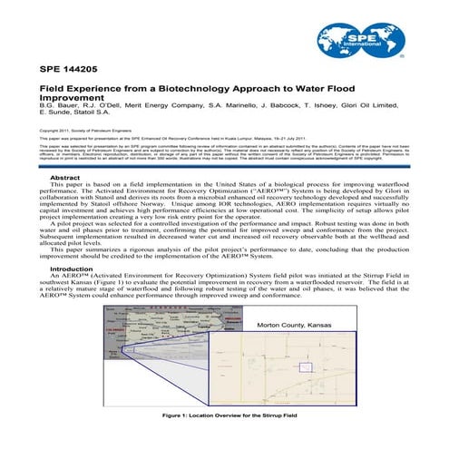 Field Experience from a Biotechnology Approach to Water Flood Improvement