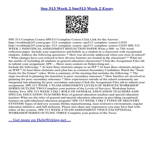 Spe 513 Week 2 Spe513 Week 2 Essay