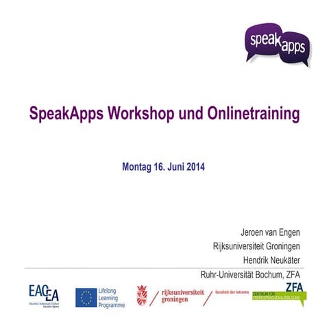 SpeakApps Workshop und Onlinetraining