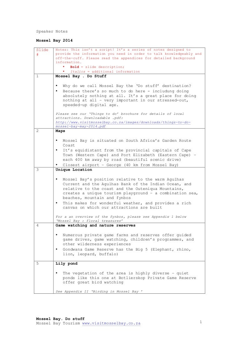 Mossel Bay Do Stuff Speaker Notes