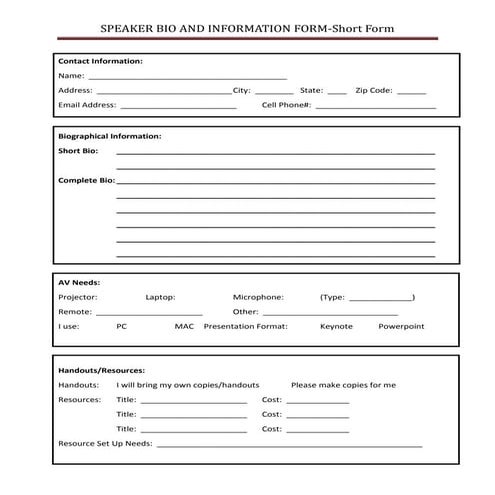 Speaker bio and information short form