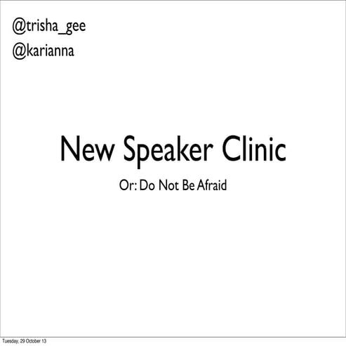 Speaker Clinic (Novice Speakers)
